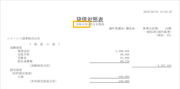 対応例（貸借対照表（決算書））